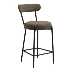 SCAUN DE BAR BADALONA, DIN METAL SI TEXTIL BOUCLE, CULOARE MARO, HOUSE NORDIC