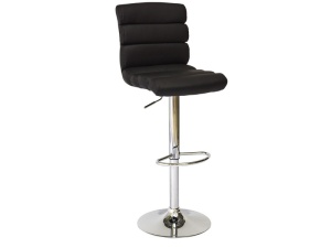 SCAUN DE BAR C-617, NEGRU/CROM, TAPITERIE DIN PIELE ECOLOGICA SI PICIOR DIN METAL, STIL MODERN
