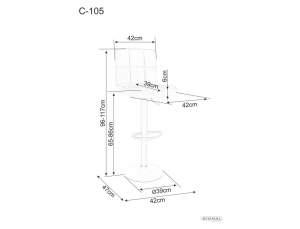 SCAUN DE BAR C105, GRI BLUVEL 14/NEGRU MAT, TAPITERIE DIN CATIFEA SI PICIOARE DIN METAL, STIL MODERN - Img 2