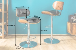SCAUN DE BAR, CLASSICO NEGRU/NUC 115CM, STIL RETRO VINTAGE - Img 7