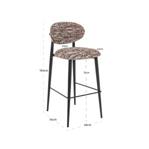 SCAUN DE BAR DANTES, 214152, CONFECTIONAT DIN POLIESTER, METAL SI SPUMA, MARON/NEGRU, STIL MODERN - Img 7