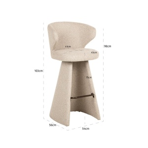 SCAUN DE BAR GATSBI BISCOTTI, S4782, CONFECTIONAT DIN METAL, SPUMA, PLACAJ SI 100% POLIESTER, RICHMOND INTERIORS - Img 4