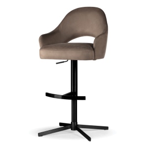 SCAUN DE BAR, GODA SUPREME CROSS, BEJ/NEGRU, TAPITERIE DIN TEXTIL, SPUMA, ARCURI SI METAL, STIL MODERN - Img 1