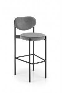 SCAUN DE BAR H108, GRI/NEGRU, TAPITERIE DIN CATIFEA SI PICIOARE DIN METAL, STIL MODERN - Img 1