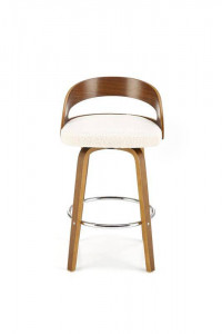 SCAUN DE BAR H110, CREM/NUC/CROM, TAPITERIE BOUCLE SI PICIOARE DIN LEMN SI METAL, STIL MODERN - Img 2