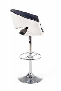 SCAUN DE BAR H46, ALB/NEGRU/CROM, TAPITERIE DIN PIELE ECOLOGICA SI PICIOR DIN METAL, STIL MODERN - Img 2