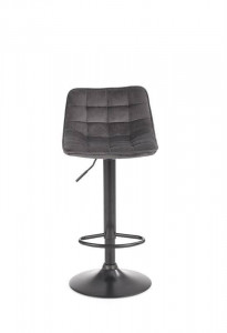 SCAUN DE BAR H95, GRI/NEGRU, TAPITERIE DIN CATIFEA SI PICIOARE DIN METAL, STIL MODERN - Img 3