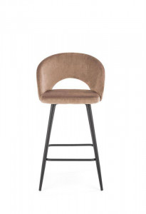 SCAUN DE BAR H96, BEJ/NEGRU, TAPITERIE DIN CATIFEA SI PICIOARE DIN METAL, STIL MODERN - Img 3