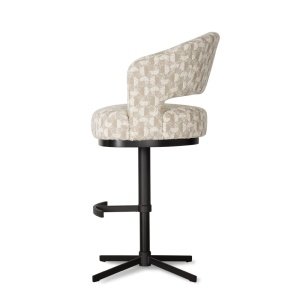 SCAUN DE BAR HAGA CROSS, CONFECTIONAT DIN METAL, SPUMA, ARCURI SI TEXTIL, BEJ/NEGRU, STIL MODERN - Img 3