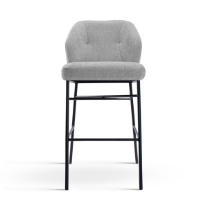 SCAUN DE BAR, IRLANDEZ M 60 CM, GRI/NEGRU, TAPITERIE DIN TEXTIL, SPUMA SI METAL, STIL MODERN - Img 4