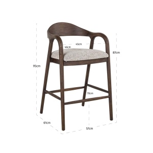 SCAUN DE BAR MIHARA MOCCA FANCY, 214171, CONFECTIONAT DIN POLIESTER, LEMN MASIV SI SPUMA, MOCA/MARO, STIL MODERN - Img 6