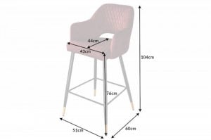 SCAUN DE BAR, PARIS, DE CULOARE ROSIE, DIN CATIFEA, COD 42293, ASPECT RETRO - Img 5