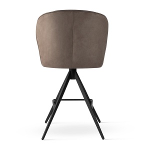 SCAUN DE BAR PIVOTANT, AINE SUPREME TWIST L 70 CM, BEJ/NEGRU, TAPITERIE DIN TEXTIL, SPUMA, ARCURI SI METAL, STIL MODERN - Img 3