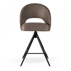 SCAUN DE BAR PIVOTANT PONTE SUPREME TWIST, 70 CM, BEJ INCHIS/NEGRU, TAPITERIE DIN CATIFEA SI PICIOARE DIN METAL,STIL MODERN - Img 2