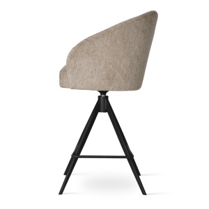 SCAUN DE BAR, PIVOTANT, SENI SUPREME TWIST L 70 CM, BEJ/NEGRU, TAPITERIE DIN TEXTIL, SPUMA, ARCURI SI METAL, STIL MODERN - Img 3