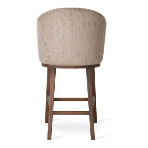 SCAUN DE BAR, SENI SUPREME WOOD M 60 CM, BEJ/NUC, TAPITERIE DIN TEXTIL, SPUMA, ARCURI SI LEMN, STIL MODERN - Img 4