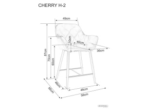 SCAUN DE BAR STIL CHERRY H-2, BEJ BLUVEL 28/NEGRU MAT, TAPITERIE DIN CATIFEA SI DIN METAL, STIL MODERN - Img 2
