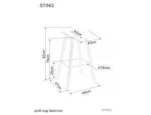 SCAUN DE BAR STING, ALB/STEJAR, POLIPROPILENA SI METAL, STIL MODERN - Img 2