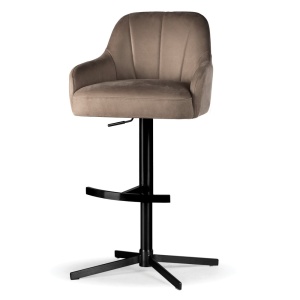 SCAUN DE BAR, TULIP SUPREME CROSS, BEJ/NEGRU, TAPITERIE DIN TEXTIL, SPUMA, ARCURI SI METAL, STIL MODERN