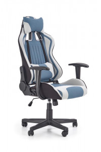 SCAUN DE BIROU CAYMAN, ALBASTRU/GRI/NEGRU, TAPITERIE DIN STOFA SI PICIOARE DIN METAL, STIL MODERN