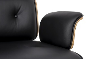 SCAUN DE BIROU DE LUX, ARTIM LOUNGE BUSINESS, REALIZAT PIELE NATURALA ITALIANA SI LEMN, CULOARE NEGRU/NUC, STIL EAMES - Img 16