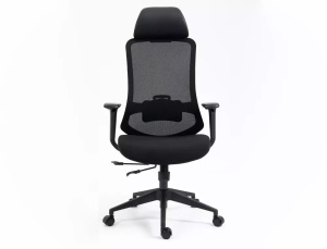 SCAUN DE BIROU PIVOTANT ERGON, NEGRU/NEGRU, TAPITERIE DIN TEXTIL SI PLASA SI PICIOR DIN PLASTIC, STIL MODERN - Img 2