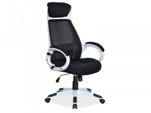 SCAUN DE BIROU PIVOTANT Q-409, GRI/NEGRU, TAPITERIE DIN STOFA SI PLASA SI PICIOR DIN METAL, STIL MODERN