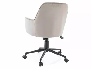 SCAUN DE BIROU PIVOTANT Q-886, BEJ INCHIS BLUVEL 40/NEGRU, TAPITERIE DIN CATIFEA SI PICIOR DIN METAL, STIL MODERN - Img 3