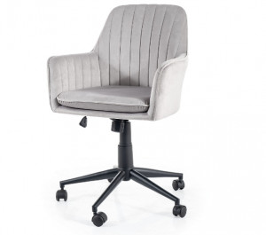 SCAUN DE BIROU PIVOTANT Q-886, GRI DESCHIS BLUVEL 03/NEGRU, TAPITERIE DIN CATIFEA SI PICIOR DIN METAL, STIL MODERN