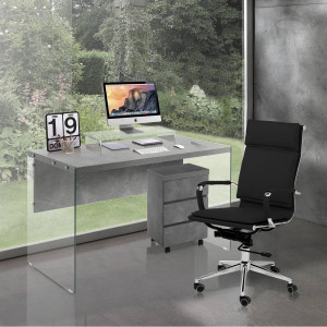 SCAUN DE BIROU, PREMIER NEGRU, STIL MODERN, METAL SI PIELE ECO, COD 4170 - Img 4