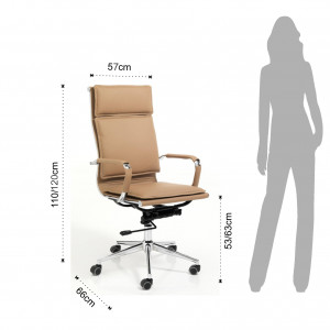 SCAUN DE BIROU, PREMIER TAUPE, STIL MODERN, METAL SI PIELE ECO, COD 4405 - Img 5