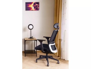 SCAUN DE BIROU, Q-718H NEGRU, FUNCTIE MULTIBLOCK, CU TAPITERIE DIN TEXTIL SI PLASA SI PICIOR DIN METAL, STIL MODERN - Img 2