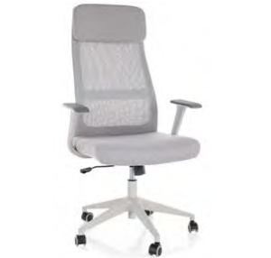 SCAUN DE BIROU Q-861R, GRI, CU FUNCTIE TILT, TAPITERIE DIN TEXTIL SI PLASA SI PICIOR DIN METAL, STIL MODERN
