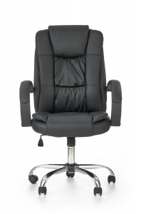 SCAUN DE BIROU RELAX, NEGRU/CROM, TAPITERIE DIN PIELE ECOLOGICA SI PICIOARE DIN METAL, STIL MODERN - Img 6