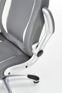 SCAUN DE BIROU SATURN, GRI/CROM, TAPITERIE DIN PIELE ECOLOGICA SI PICIOARE DIN METAL, STIL MODERN - Img 6