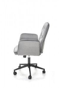 SCAUN DE BIROU TULIP, GRI/NEGRU, TAPITERIE DIN CATIFEA SI PICIOARE DIN METAL, STIL MODERN - Img 4