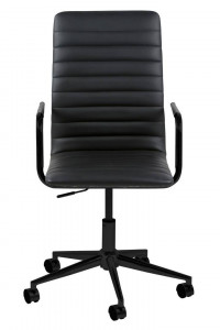 SCAUN DE BIROU WINSLOW, NEGRU, DIN PIELE ECOLOGICA SI METAL, STIL MODERN - Img 7