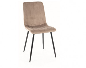 SCAUN DINING ALAN, BEJ INCHIS BLUVEL 40/NEGRU MAT, TAPITERIE DIN CATIFEA SI PICIOARE DIN METAL, STIL MODERN, SIGNAL