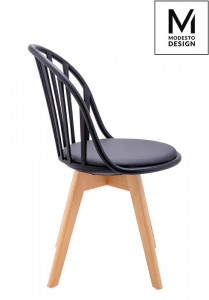 SCAUN DINING ALBERT, NEGRU/FAG, DIN POLIPROPILENA SI PIELE ECOLOGICA, STIL MODERN - Img 2