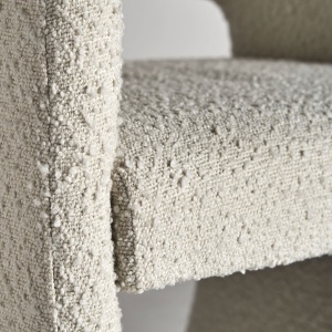 SCAUN DINING, ALVRA, DIN MDF SI TEXTIL BOUCLE, CULOARE ALB/GALBUI, STIL ART DECO, VICAL HOME - Img 7