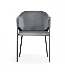 SCAUN DINING ANTALA, GRI/NEGRU, TAPITERIE DIN CATIFEA SI PICIOARE DIN METAL, STIL MODERN, ATR - Img 2
