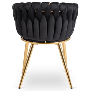 SCAUN DINING, ARTIM MEBLE, REALIZAT DIN METAL SI CATIFEA, CULOARE NEAGRA/AURIE, STIL MODERN - Img 10