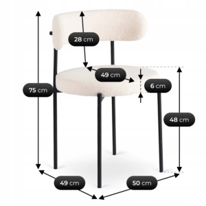 SCAUN DINING, ARTIM MEBLE, REALIZAT DIN METAL SI TEXTIL, CULOARE NEGRU/CREM, STIL MODERN - Img 5