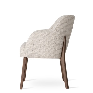 SCAUN DINING AURORA ARTE SUPREME, CONFECTIONAT DIN LEMN, SPUMA, ARCURI SI TEXTIL, BEJ/NATURAL, STIL MODERN - Img 3