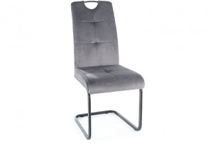 SCAUN DINING AXO, GRI BLUVEL 14/NEGRU MAT, TAPITERIE DIN CATIFEA SI PICIOARE DIN METAL, STIL MODERN