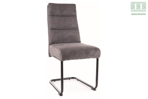 SCAUN DINING BERRY, GRI INCHIS 18/NEGRU MAT, TAPITERIE DIN STOFA SI PICIOARE DIN METAL, STIL MODERN
