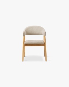 SCAUN DINING/BIROU ANDRA, BEJ, TAPITAT CU TAPITERIE DIN TEXTIL CHENILLE REBEL SI LEMN MASIV, MICADONI