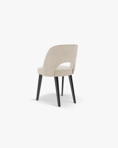 SCAUN DINING/BIROU BOWE, BEJ, TAPITAT CU TAPITERIE DIN TEXTIL CHENILLE REBEL SI LEMN MASIV DE FAG, MICADONI - Img 2