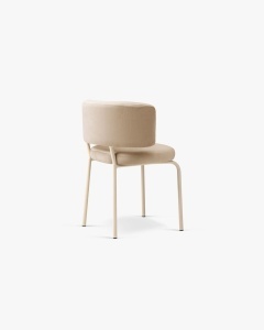 SCAUN DINING/BIROU DORA, BEJ MIGDALA, TAPITAT CU TAPITERIE DIN TEXTIL CATIFEA MAGIC VELVET SI METAL, MICADONI - Img 2