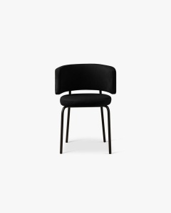 SCAUN DINING/BIROU DORA, NEGRU, TAPITAT CU TAPITERIE DIN TEXTIL CATIFEA MAGIC VELVET SI METAL, MICADONI